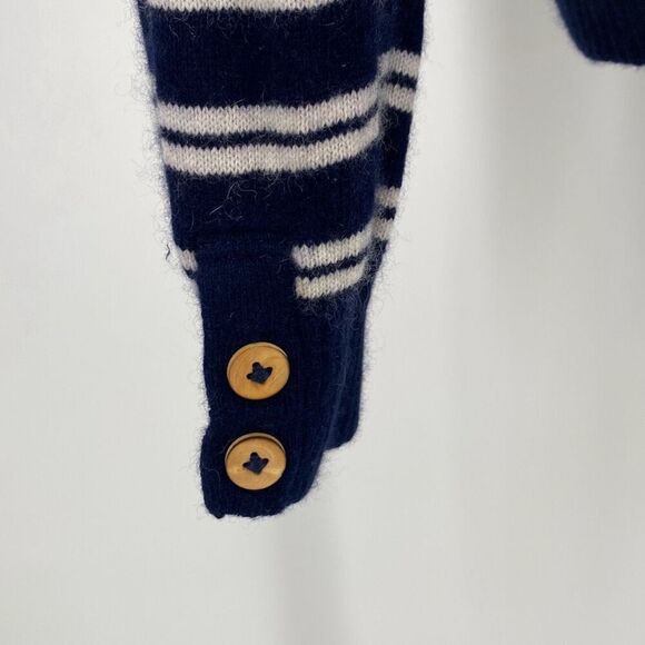 Anthropologie‎ TROVATA Montecito Cashmere Cotton Stripe Sweater Cream/Navy Sz M - Picture 5 of 11